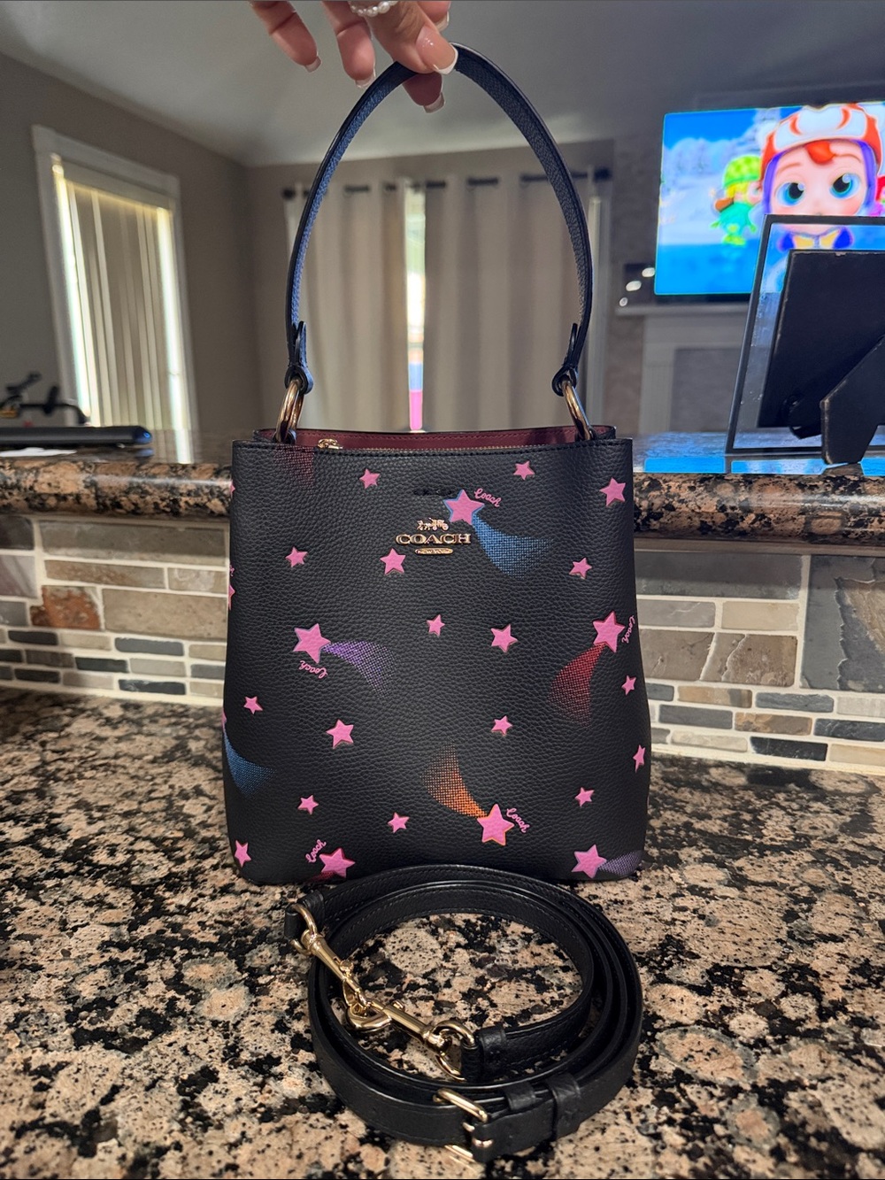 Coach Small Town Bucket Bag with Disco Star Print